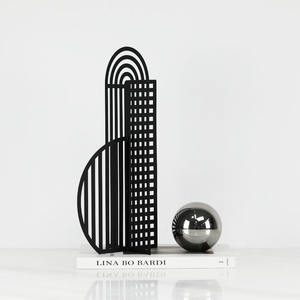 Carré et cercle grille métal arc porte moderne Simple géométrique fer Art ornements pour la maison bureau hôtel intérieurs - Product Image 3