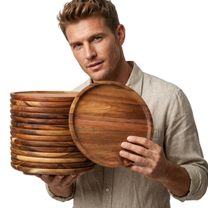 Customized High Quality Modern Round Wedding <b>Disposable</b> Wooden Pallets <b>Plate</b> Dish Decorative Trays - Product Image 3