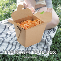 Boîte alimentaire rigide en kraft haut de gamme, rectangulaire, écologique, biodégradable, imperméable, pour nouilles, avec fermeture magnétique en feuille d'or, portable