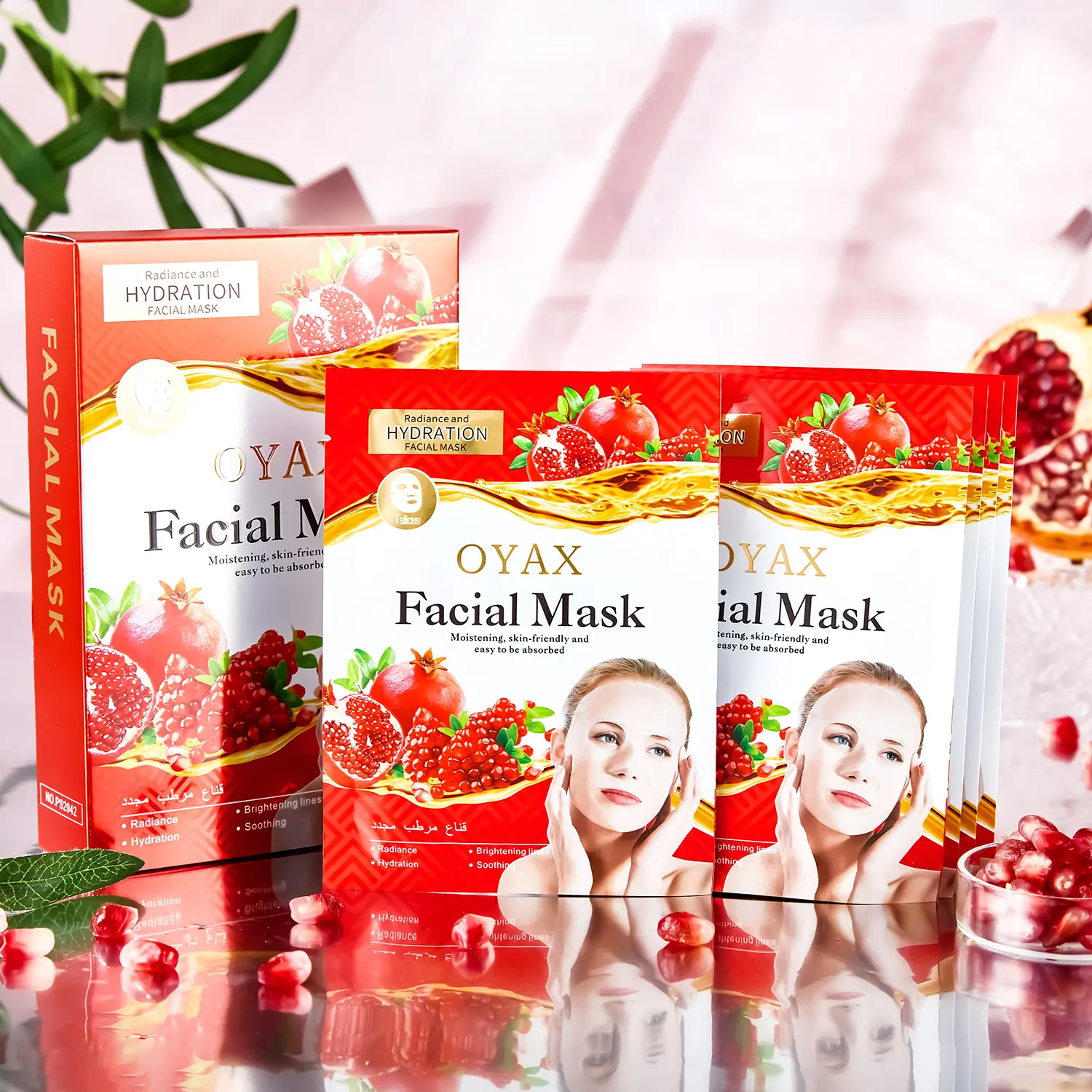 Masque facial anti-âge hydratant hydratant pour les femmes masque facial élastique en cristal de grenade soins de la peau