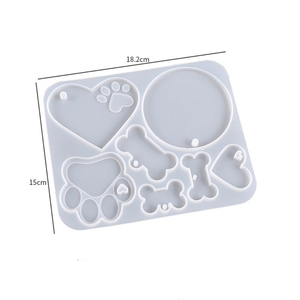 DIY <b>Resin</b> Pet Plate with Heart-shaped Cat Claw Round Bone Pendant <b>Silicone</b> <b>Mold</b> - Product Image 5
