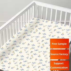 Pure Cotton Custom Digital Print Baby Sheets Knitted Fitted Breathable Crib Mattress Sheets Cotton Neutral Bamboo For Crib