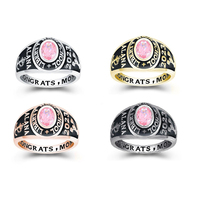 Bagues de classe personnalisées pour femmes Logo Design 925 Silver Brass University High School Graduation Gemstone Ring for Souvenirs Gift