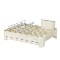 WIREKING Égouttoir à vaisselle antirouille à un seul niveau avec bac de récupération pour 11 assiettes, porte-couverts, rangement de cuisine sur comptoir