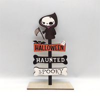 Décorations d'Halloween Centres de table Décor Joyeux Halloween Signe de table Citrouille Fantôme Halloween Ornements en bois