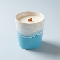 Bougie parfumée personnalisable pour les fêtes, parfum longue durée, luxe vintage, bleu poussiéreux, bougie en cire de soja