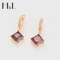 M & L-7 Xuping bijoux bijoux rouge Zircon charme exquis charme en gros boucles d'oreilles bijoux de charme