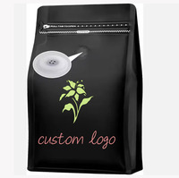 Prix usine 500g et 1kg sacs de poche debout taille personnalisée valve noire fermeture à glissière plate pour grains de café sucre et aliments pour animaux de compagnie