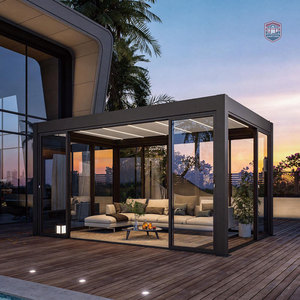 Pergola couverte durable résistante au vent, Gazebo Yardistry 12x14, Gazebo de cuisine extérieure, Gazebo véranda avec <span class=keywords><strong>ventilateur</strong></span> - Product Image 3