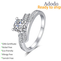 Individuelles Logo Fabrik Blanko-Ringbasis 925 Sterling Silber 0,5ct Moissanit Geschlossener Fingerring für Damen in 4 Größen #   Größe