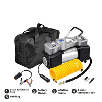 Portable Metal Vehicle Inflator Pump Dual Cylinder Tire Repair Tool Kit 12V Electric 180W 60L/Min Emergency Light LED Gauge CE