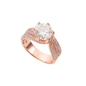 Ingrosso S925 argento Sterling 3 CT D VVS1 Moissanite diamante mezza eternità anello donna fedi nuziali