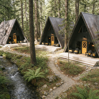 Cabane modulaire en forme de A pour studios de jardin, salles de loisirs et logements d'hôtes, pour usage commercial et projets.