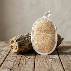 Natural Loofah Bath Scrubber Oval Exfoliating Pad With Hand Strap Eco-Friendly Body <b>Sponge</b> For <b>Shower</b> Spa Deep Cleansing - Product Image 6