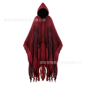Hsx Cape d'Halloween noire effilochée à capuche, taille unique, pour accessoires de fête - Product Image 5