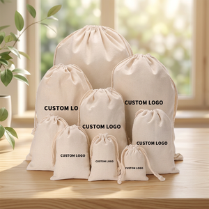 Bolsas de Lona de Algodón Ecológicas con Cordón y Logotipo Personalizado, MOQ100, 3 Pulgadas, Bolsas Reutilizables Recicladas con Cierre de Cuerda para Regalos - Product Image 6
