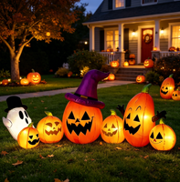 Citrouilles gonflables d'Halloween, décoration de jardin extérieure lumineuse à LED de 6 pieds, Jack O'Lantern gonflable avec chapeau de sorcière, accessoire de fête