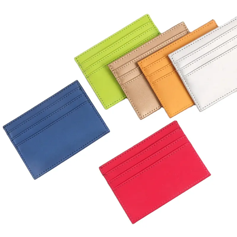 अनुकूलित कैंडी रंग स्लिम क्रेडिट कार्ड बटुआ धारक पु चमड़े कार्ड धारक व्यापार क्रेडिट आईडी कार्ड मिनी यात्रा के मामले के लिए कवर