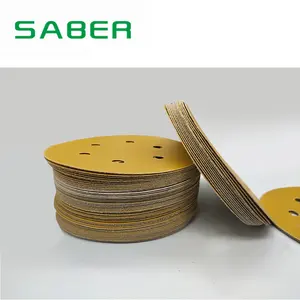 SABER 5Inch 125Mm 6 Lỗ Vàng Oxit Nhôm Giấy Mài Mòn Đĩa