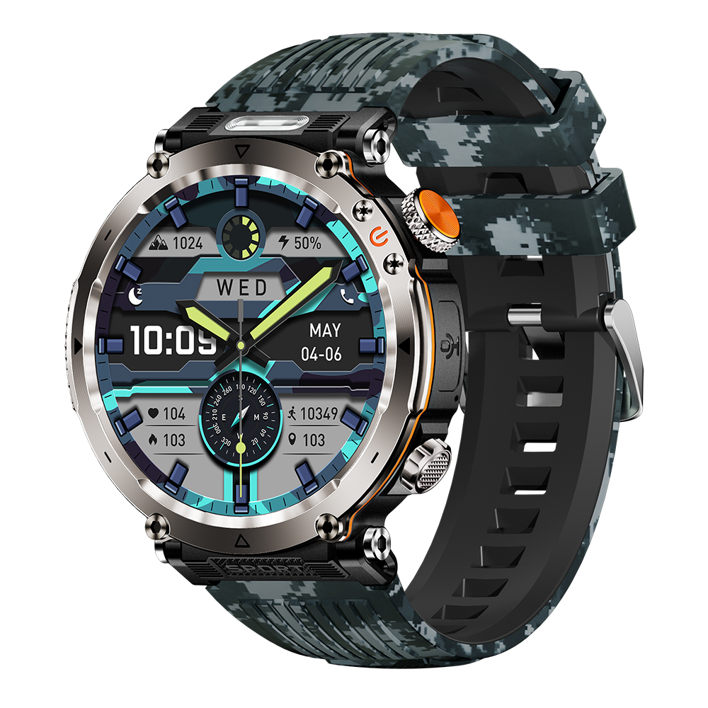 Outdoor Sport HT30 Smart Watch with Flashlight 1.7Inch BT Call 600mAh Heart Rate Waterproof Relojes Men Smartwatch 2025