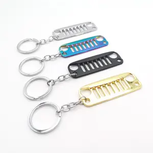 Keychain Car Front Bumper Grill Shape Key Chain Metal Chrome Key Ring For Jeep Car Accessories