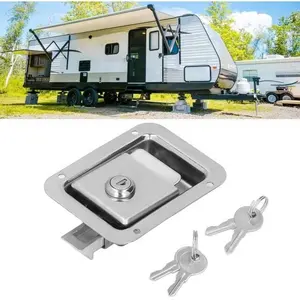 Stainless Steel Slam Latch Flush Mount Paddle Handle Toolbox Latch With Screw Knob For Travel Trailer Truck Bus CabinetToolbox