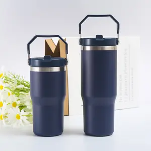 Thermos intérieur en acier inoxydable avec paille avec poignée et couvercle 30oz 20Oz