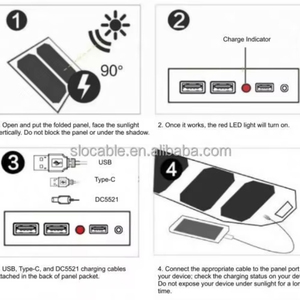 Chargeur de batterie solaire pliable Slocable 20W, panneau solaire flexible, fabriqué en usine BSCI - Product Image 3