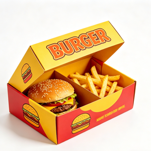 Boîtes en papier kraft écologiques pour hamburgers, poulet frit, frites et biscuits, contenants jetables pour la restauration rapide en vrac - Product Image 6