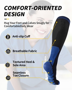 OEM Ciclismo Correr Senderismo Deportes <span class=keywords><strong>Medias</strong></span> de compresión Médico 15 20 Mmhg Calcetines de compresión de algodón para viajes de vuelo largo - Product Image 3