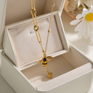 Collar de Abeja Chapado en Oro de 14k y 18k, de Acero Inoxidable 316L, Resistente al Agua y al Deslustre, para Mujer - Product Image 2