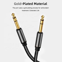 Câble de guitare personnalisé tressé torsadé 6,35 mm 1/4 TRS mâle-mâle avec connecteurs plaqués or pour guitare électrique, microphone, haut-parleur