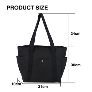 <span class=keywords><strong>Sac</strong></span> fourre-tout en toile tendance grande capacité avec <span class=keywords><strong>fermeture</strong></span> éclair et deux poignées 30x15x40cm pour le travail, les trajets quotidiens et l'utilisation étudiante - Product Image 2