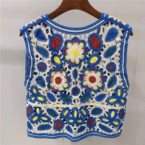 Colorido máquina de punto bordado <span class=keywords><strong>calado</strong></span> de punto nuevo hueco sin mangas cuello en V bordado <span class=keywords><strong>chaleco</strong></span> Top <span class=keywords><strong>Chaleco</strong></span> de <span class=keywords><strong>mujer</strong></span> - Product Image 6