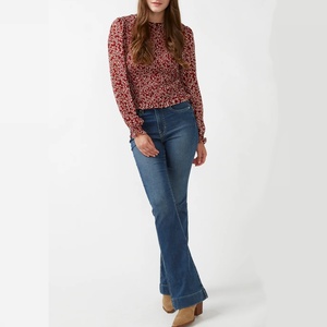 Nouveau design – Jean en denim de haute qualité pour femme, coupe droite, taille haute, évasé, style pattes d'éléphant - Product Image 5