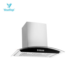 <span class=keywords><strong>Campana</strong></span> Extractora Clásica de Pared con Panel de Vidrio Curvo, Carcasa de Acero Inoxidable, Eficiente Energéticamente, para Cocina - Product Image 2