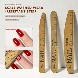 Vente en gros d'accessoires de manucure professionnels pour salons de beauté, lime à ongles en bois double face 100/180 en forme de demi-lune avec règle - Product Image 1