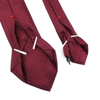 Luxe Hommes Mâle Shengzhou Personnalisé Cravate Chine À La Main Unique Mode Élégant Hommes D'affaires Tissé Rouge Géométrique 7 Plis Cravate En Soie