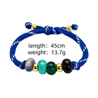 Bracelet unisexe haut de gamme en acrylique tressé bicolore, fait main, style vintage, avec breloque en pierre et perles, design de niche