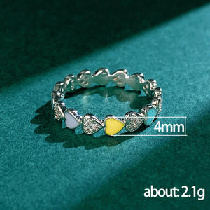 Bague éternelle en forme de cœur F1614 avec émail et pierres naturelles serties pavé, bijou unisexe tendance, cadeau - Product Image 5