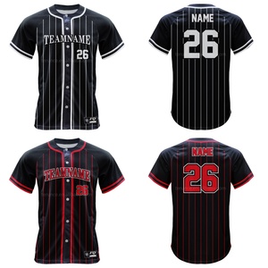 Jersey Baseball Sublimasi FQ Motif Garis-Garis, Cetak Nama Kustom, Kaos Baseball Kancing Depan, Jersey Baseball untuk Seragam Olahraga - Product Image 4
