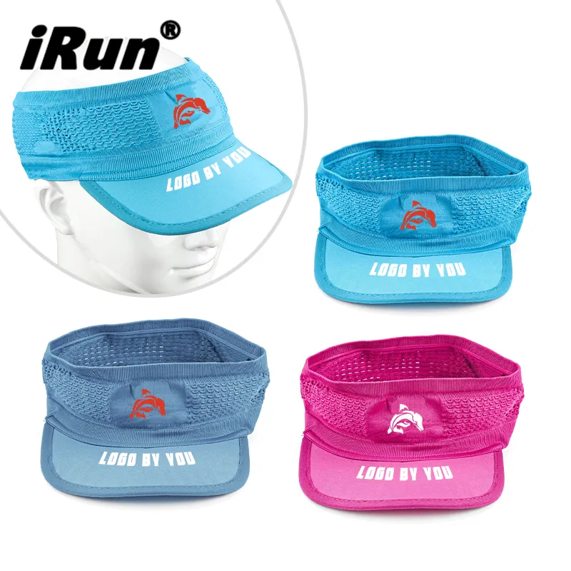 Irun Thể Thao Triathlon Polyester Nhanh Chóng Khô Visor Cap Trọng Lượng Nhẹ Chạy Visor Cap Tùy Chỉnh Thêu Rỗng Top Thể Thao Quần Vợt Cap