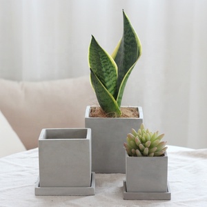 Nordico stile semplice decorazione da tavolo per interni forma quadrata fioriera <span class=keywords><strong>cemento</strong></span> piante succulente <span class=keywords><strong>vasi</strong></span> con foro - Product Image 1