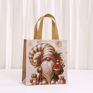 Giáng sinh vàng không dệt Túi Quà Tặng với dễ thương Santa <span class=keywords><strong>ELF</strong></span> và CHUÔNG leng keng in nhiều lớp túi Tote tái sử dụng cho kỳ nghỉ - Product Image 2