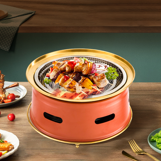 Premium Korean Style Indoor/Outdoor Portable Smokeless Charcoal Grill Deep Fryer Combo Stainless Steel Base Oxygen Depletion