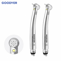 Turbine dentaire à haute vitesse GOODYER avec lumière LED, connecteur standard 2/4 trous, cartouche céramique, bouton poussoir