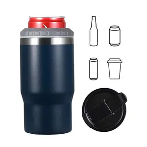 Logo personalizzato birra bevanda 14oz 4 In 1 Skinny Can Cooler doppia parete In acciaio inox Cooler