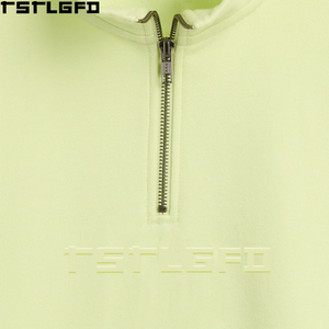 Custom Heavyweight Oversized Mock Neck Quarter Zip <b>Pullover</b> Men 500Gsm Logo Print <b>Jumper</b> Sweatshirts Clothing Manufacturers Bulk - Product Image 5