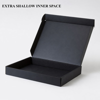 Boîte cadeau pliable A4 noire extra plate avec couvercle à charnière, profil bas, pour emballage de détail, cadeaux saisonniers, commandes personnalisées, présentation