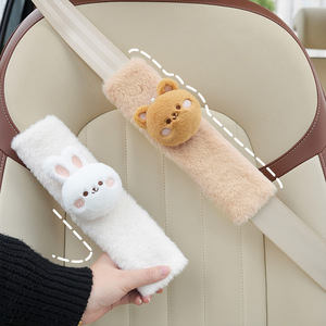 Protectores de cinturón de seguridad para coche con diseño de oso y conejo, almohadillas suaves antichoque para niños, accesorios para coche de bebé - Product Image 3